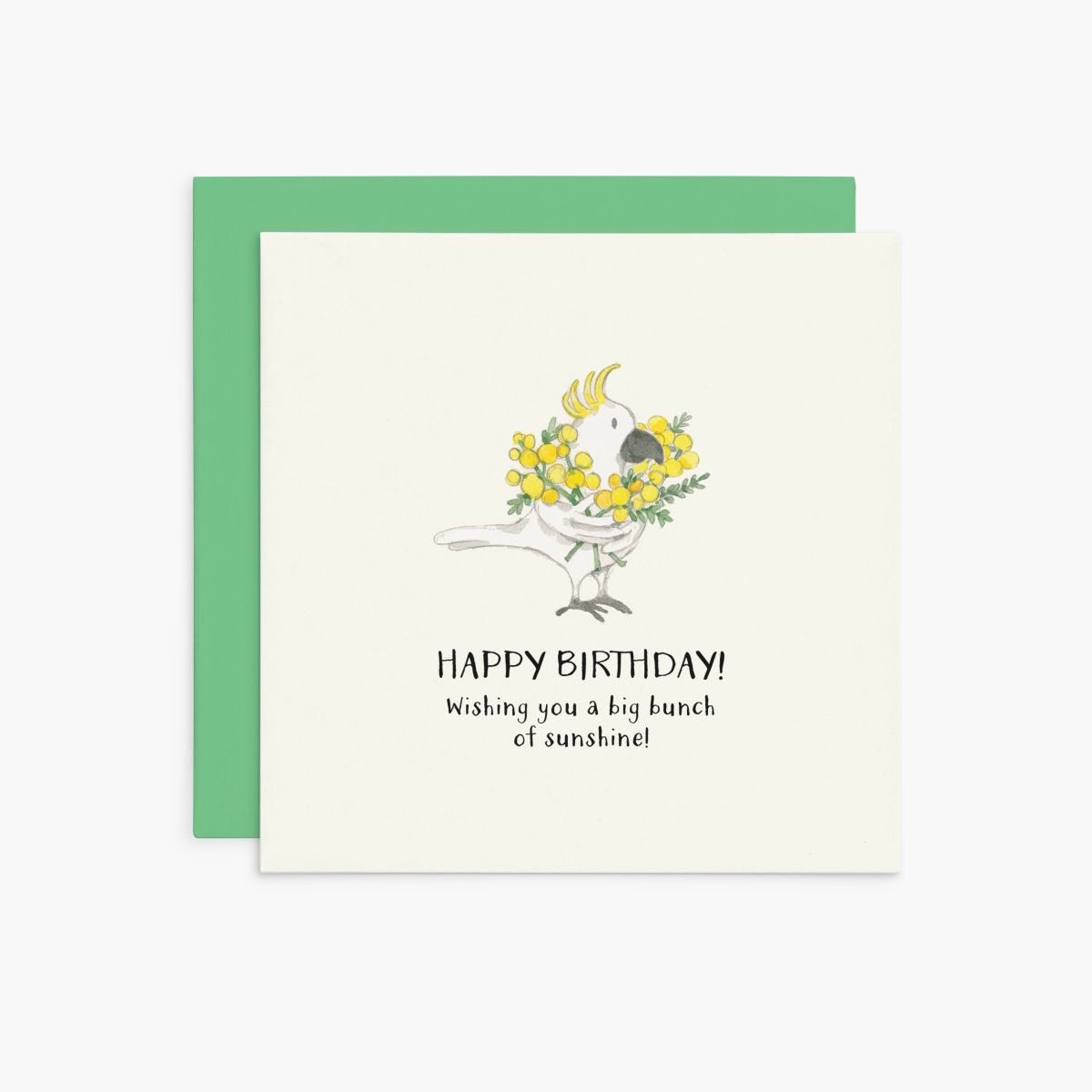 Twigseeds cockatoo birthday card with yellow flowers