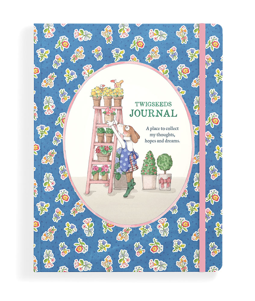 Blue floral Twigseeds journal with a garden ladder illustration