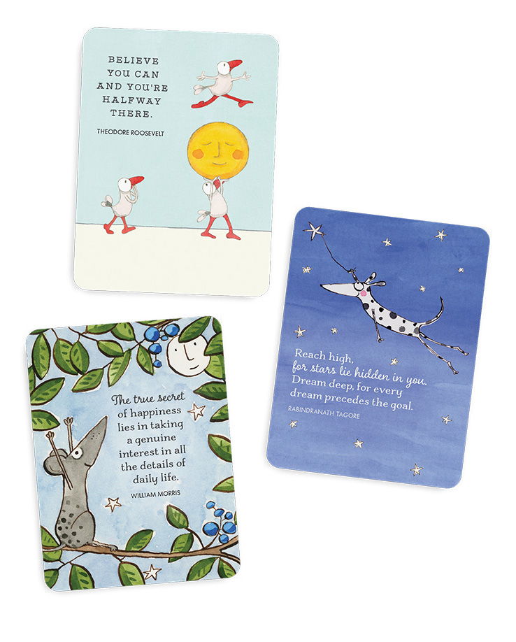 Follow Your Own Star cards illustrated with whimsical Twigseeds characters