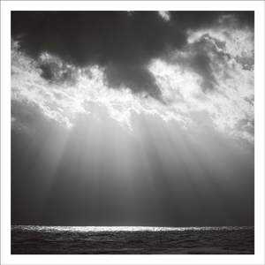 AGCP007 - Dark Clouds Over Ocean With Beams Of Light - Photographic Card
