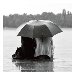 AGCP012 - Couple Sitting Under Umbrella - Photographic Card