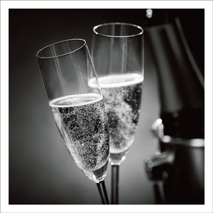 AGCP024 - Two Champagne Flutes Half Full - Photographic Card