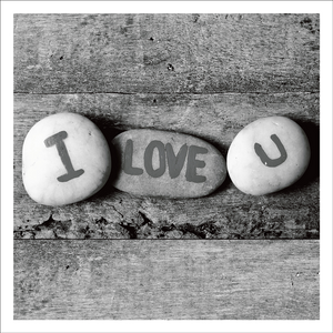 AGCP051 - Three Pebbles With 'I Love U' Written On Them  - Photographic Card