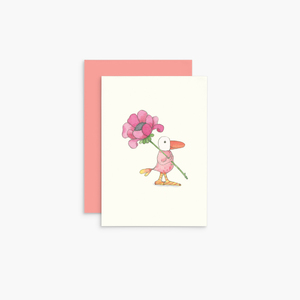 T341 - Bird With Flower - Twigseeds Mini Card