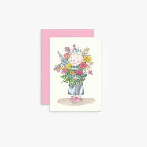 T342 - Cat With Flowers - Twigseeds Mini Card