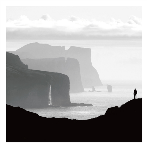 AGCP030 - Coastal Cliffs With Silhouette Of A Person Looking At The Horizon - Photographic Card
