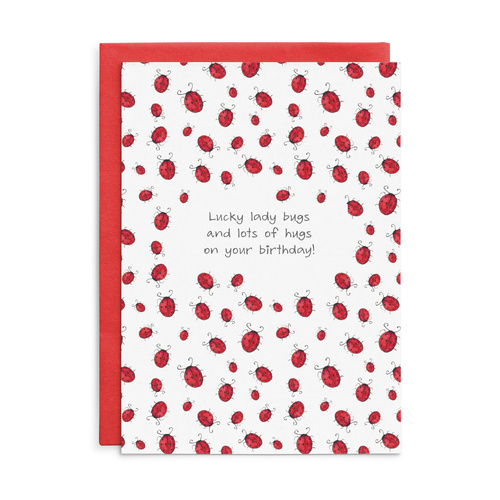 C023 - Lucky lady bugs and lots of hugs... - Cottonwood Birthday Card