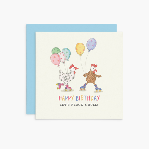 K332 - Let's Flock And Roll! - Twigseeds Birthday Card