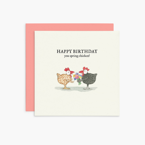 K369 - Happy Birthday you spring chicken! - Twigseeds Birthday Card