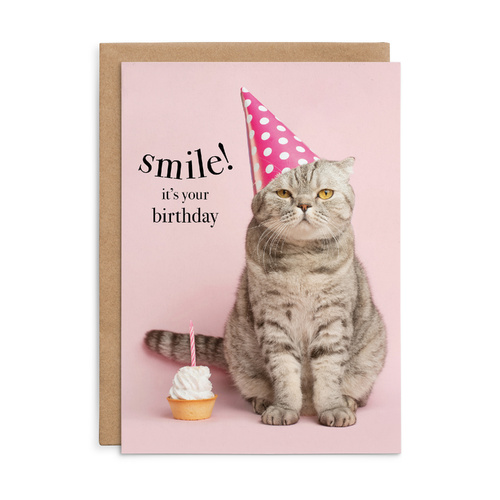 M163 - Smile! It's your birthday. - Cat Birthday Card