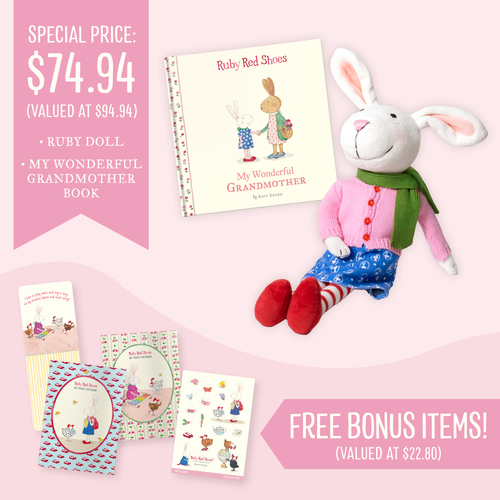 Ruby Red Shoes Doll & Grandmother Book Bundle 