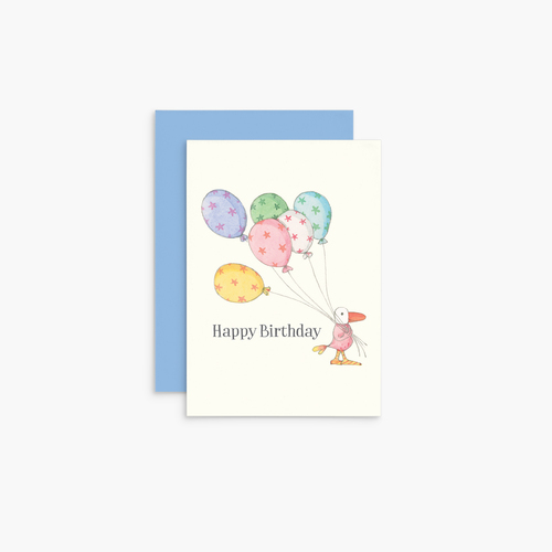 T344 - Balloons - Twigseeds Mini Happy Birthday Card