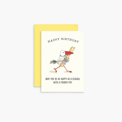 T346 - Seagull With A French Fry - Twigseeds Mini Birthday Card