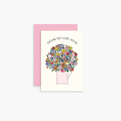 T348 - Bunch Of Flowers - Twigseeds Mini Thank You Card