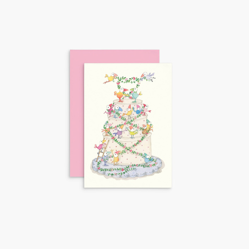 T372- Cake Illustration - Twigseeds Mini Celebration Card 