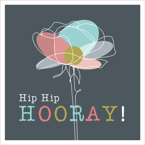 W026 - Hip Hip Hooray - Birthday Card
